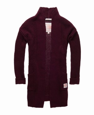 Superdry Aspin Rib Cardigan Női Kötöttáru Bordó | HIQSL1537